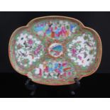 A 19th Century Chinese Cantonese Famille Rose Tray, 25x19cm