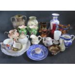 A Selection of 19th Century and later Ceramics including copper lustre ware, etc.