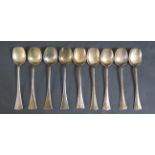 An Austrian .835 Silver Set of Nine Spoons, marked Bachrucha, 296g