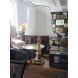 A Brass Table Lamp with Shade, 76cm high