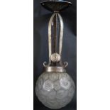 A French Pendant Lamp with Frosted Glass Shade, c. 1930's, 41cm drop