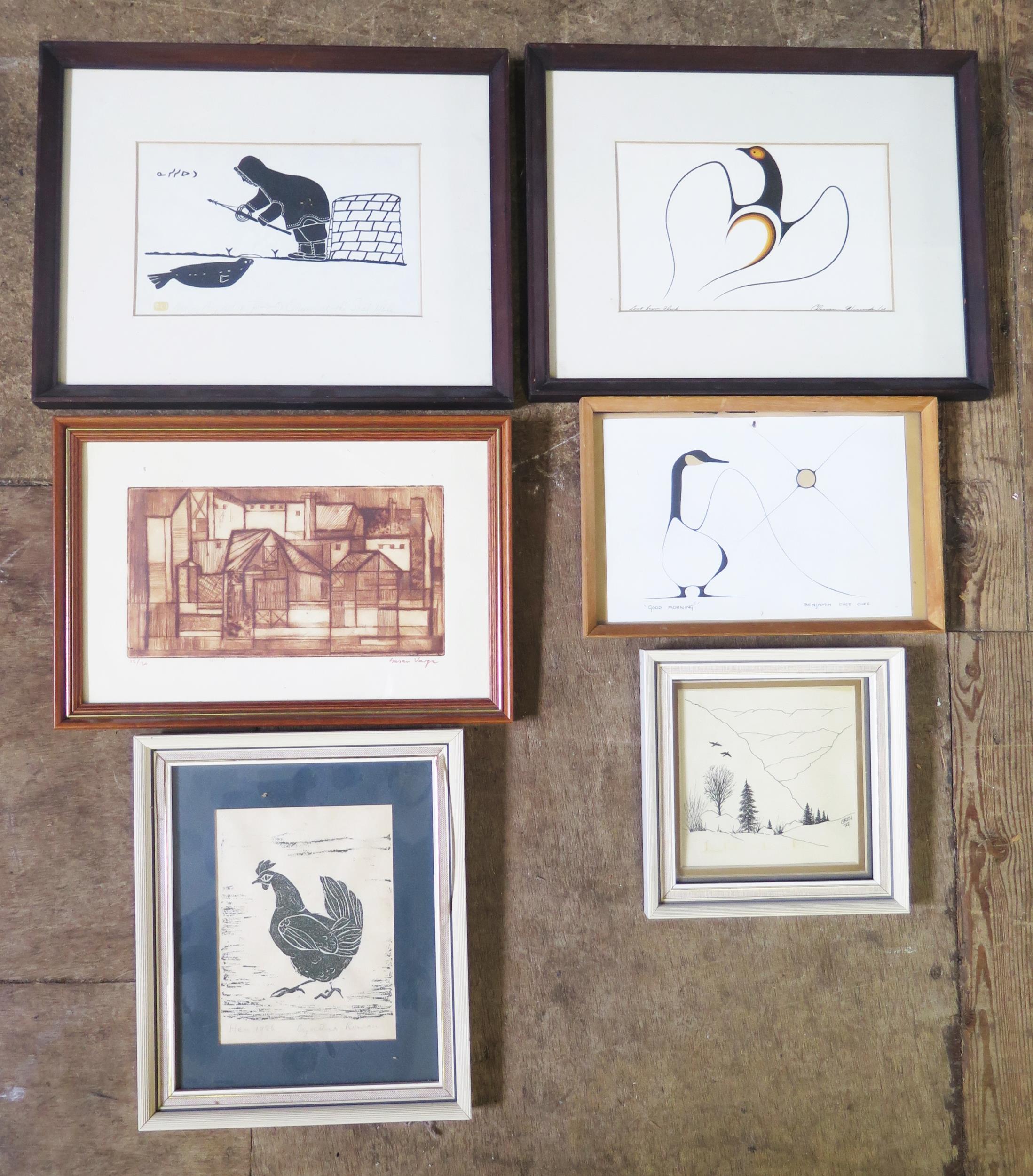 A Selection of Prints and Engravings by Benjamin Chee Chee a Canadian Artist, Clemence Wescoupe, '