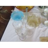 A Pair of 19th Century Glass Rummers, lamp base and other glass
