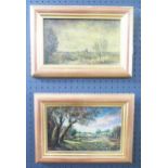 Victor Mathias, 1905 - 1933, Two Country Scenes, Oil on Board, 24 x 15 cm, Signed and Framed