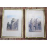 Two Early 20th Century Watercolours depicting Castle Entrances, Largest 35 x 24cm and Smaller '