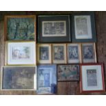 A Selection of Framed Engravings and Paintings, including an oil on board by Gaydas Janas, Tree