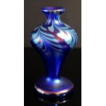 An Okra Glass Iridescent Vase, 12cm