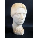 A Carved Marble Bust of a Lady, unsigned, c.26cm