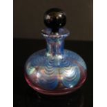 An Okra Glass Iridescent Scent Bottle, 11cm