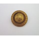 An Antique Unmarked Gold RIFLE BRIGADE Memorial Brooch Pendant with platted hair panel, 31mm