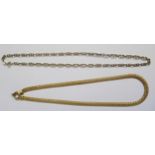 Two Sterling Silver Gilt Necklaces, longest 48cm, 33.6g