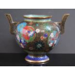A 19th Century Cloisonné Two Handled Vase, impressed mark to base, 10.5cm
