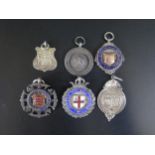 A Collection of Silver Football Fobs including LONDON FOOTBALL LEAGUE, 64.2g