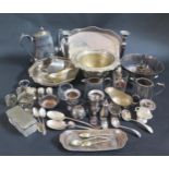 A Selection of Electroplated Silver including a pair of candlesticks, tray, dishes etc.