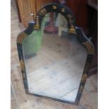 A Black Ground Chinoiserie Wall Mirror, 69x43cm