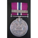 A New Zealand Police Long Service and Good Conduct Medal with 22 year service bar, awarded to NO
