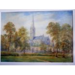 Watercolour of a Cathedral Scene, Signed, 52 x37cm, F&G