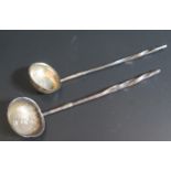 A Pair of George IV Silver Toddy Ladles, London 1825, George Knight, 18cm