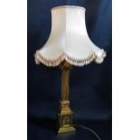 A Brass Table Lamp with Shade, 90cm high