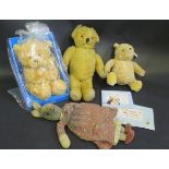 Four Vintage and Modern Stuffed Toys Including a Vintage Jointed Growler Bear, Rabbit, Winne The