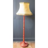 A Red Ground Chinoiserie Decorated Standard Lamp