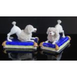 A Pair of 19th Century Sampson Porcelain Poodle Models, base 11.5x6.5mm