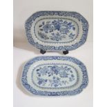 A Pair of 18th Century Chinese Blue and White Dishes, 26x19cm. A/F