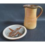A Michelney Pottery Stoneware Jug (21cm) and plate 19cm