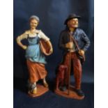 A Pair of French Resin Pastoral Figures, tallest 63cm