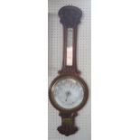 A Victorian Carved Oak Banjo Barometer, 87cm