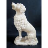 An Antique Carved Alabaster Model of a Poodle, 29cm high