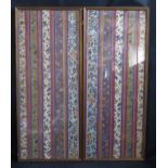 A Pair of 19th Century Chinese Embroidered Silk Panel, 82x33, framed & glazed AND two others
