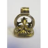 An Antique Gold and Hardstone Seal engraved with initials FTT, 26mm high, 5.3g