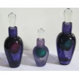 Three Stuart Akroyd Graduated Scent Bottles, 15.5cm, 15cm and 11cm
