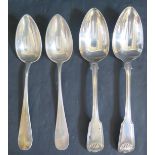 A Pair of George II Silver Serving Spoons, London 1812, maker rubbed I.A?, 172g and pair of others