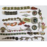 A Selection of Costume Jewellery including Ruskin style roundel brooch