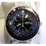 A Seiko SNA411 Flightmaster Chronograph 200m Gent's Wristwatch. Mint and Running in box.
