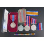 Three WWII Campaign Medals, cased Imperial Service Medal awarded to EDWARD GIMLETT DINGLE and