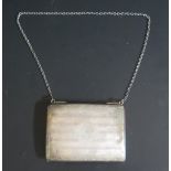 A George V Silver Card Case Purse with foliate scroll border and silk lining, Birmingham 1913,