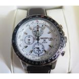 A Seiko Solar Chronograph Gent's Wristwatch with Unusual White Dial. Mint and Boxed