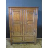 An 18th Century Oak Two Door Cupboard, 171(h)x124(w)x50(d)cm