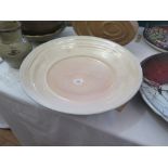 A Large John Dunn Studio Pottery Ivory And Pink Crackle Glazed Bowl, signature to base. 44cm diam.