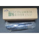 A Columbia River 7404 KOMMER Fulcrum Neat Blue Marble Effect Folding Knife, boxed new old stock