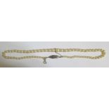 A Lotus Cultured Pearl Necklace with silver and marcasite clasp, 40cm, largest pearl 7.5mm, 12.6g