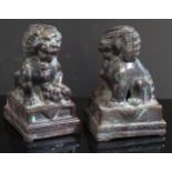 A Pair Chinese Cast Bronze Foo Dogs, 12.5cm tall