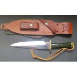 A John Carson Custom Made Bowie Knife with leather sheath and sharpening stone