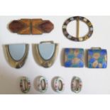 A Selection of Silver and Enamel Brooches, etc.