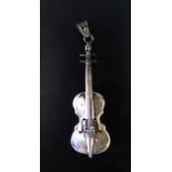 A Mexican Sterling Silver Violin or Cello Pendant, 67mm drop, 4.4g