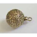 A 9ct Yellow Gold Ball Pendant with floral decoration, 15mm diam. 3.3g