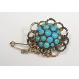 An Antique Turquoise Set Brooch, 25mm diam.